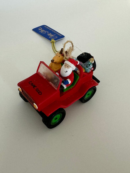 Santa in the Jeep Ornament