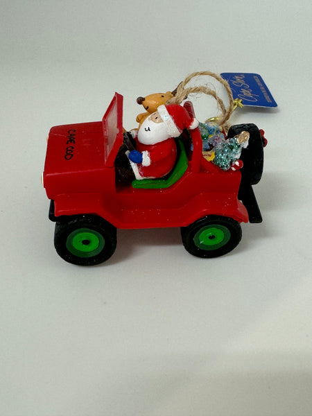 Santa in the Jeep Ornament