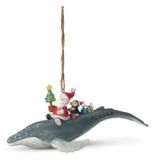 Santa Riding a Whale Ornament