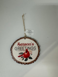 Season's Greetings Tree Slice Ornament