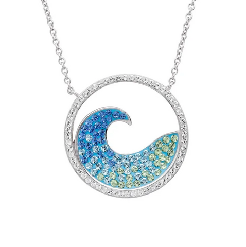 Blue Wave Pendant with Aqua Crystals