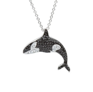 Orca Whale Necklace With Crystals