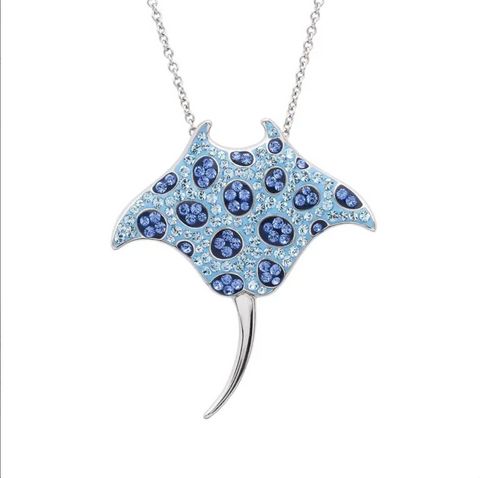 Blue Manta Ray with Aqua Crystals