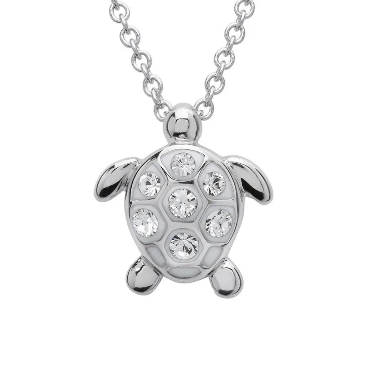 Turtle Pendant With Clear Crystals – Medium Size