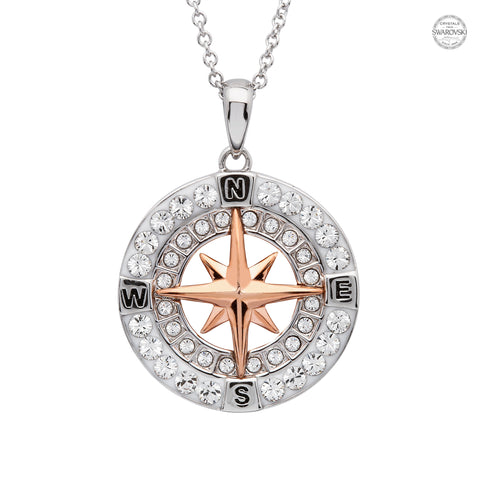 Copy of Rose Gold Compass Necklace with Swarovski® Crystals
