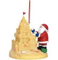 Santa building a Sandcastle Ornament