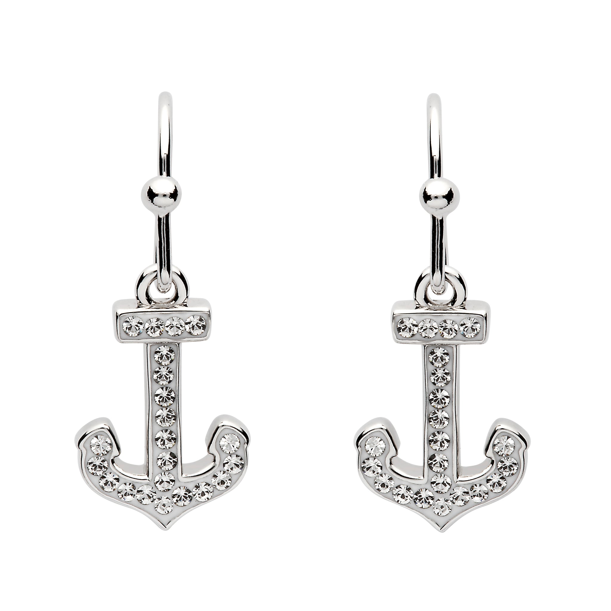 Anchor Drop Earrings Encrusted with White Swarovski® Crystal