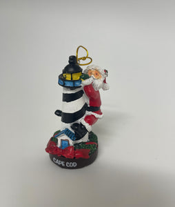Santa Climbing the Lighthouse Ornament