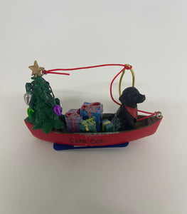 Black Lab in the Canoe Ornament