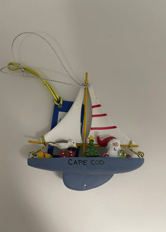 Santa on a Sailboat Ornament