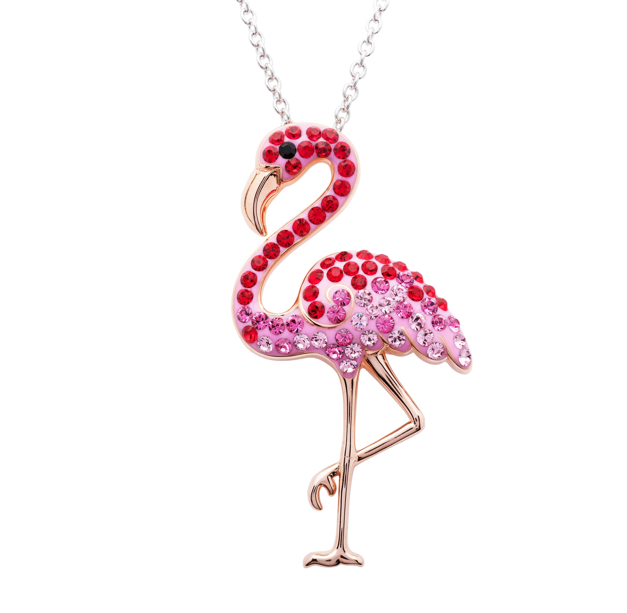 Pink Flamingo Pendant in Sterling Silver