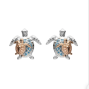 Mother & Baby Turtle Stud Earrings With Swarovski® Crystals