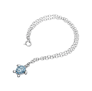 Turtle Anklet embellished with Aqua Swarovski® Crystals