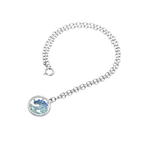 Wave Anklet with Aqua Swarovski® Crystals