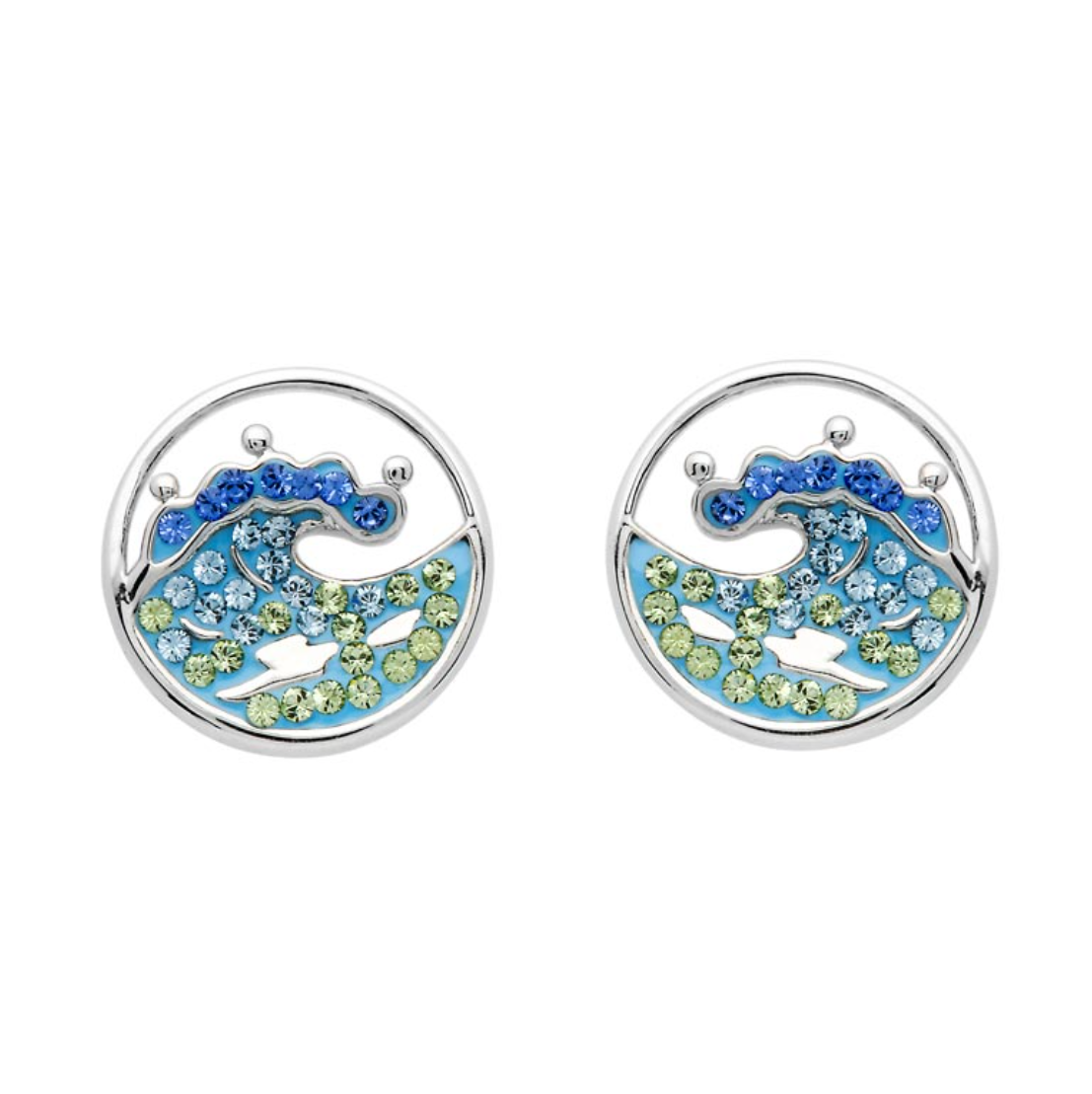 Blue Wave Stud Earrings with Aqua Swarovski® Crystals