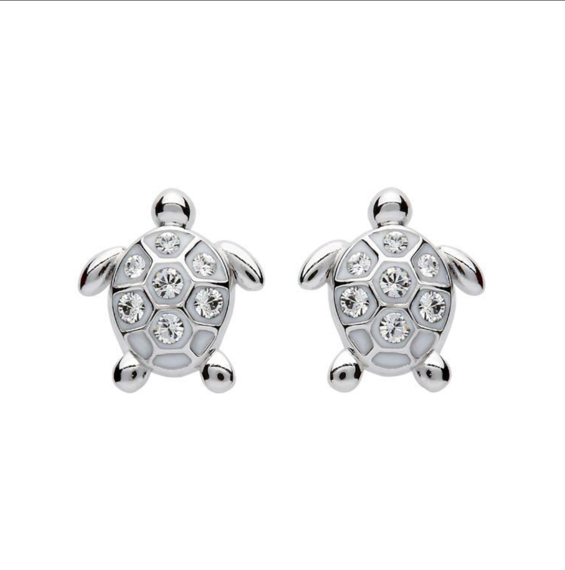 Stud Turtle Earrings with Swarovski® Crystals