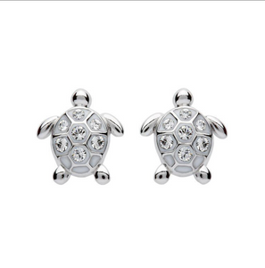 Stud Turtle Earrings with Swarovski® Crystals