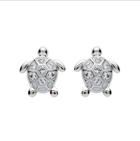 Stud Turtle Earrings with Swarovski® Crystals