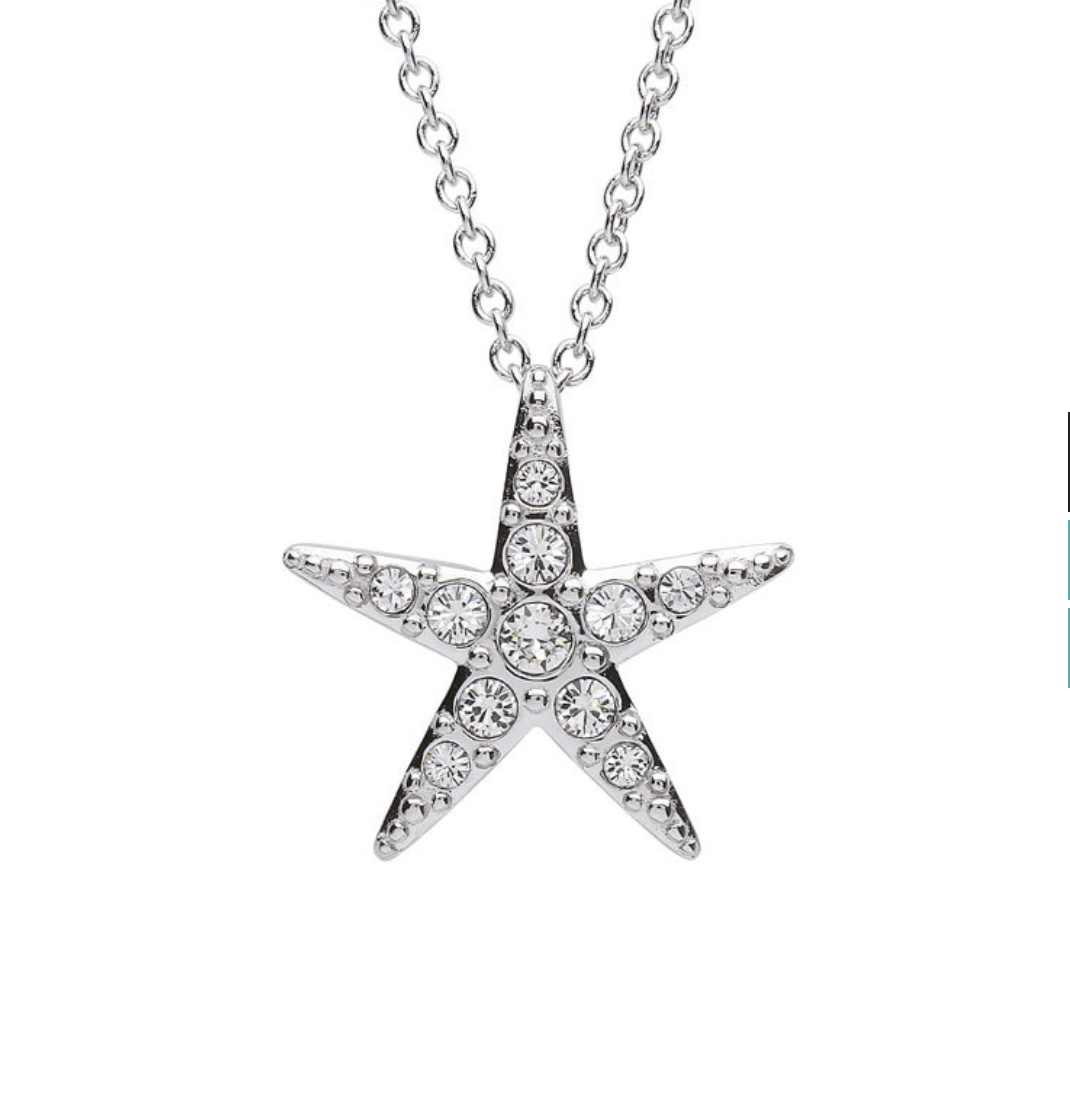 Starfish Pendant With Clear Swarovski® Crystals - Medium Size