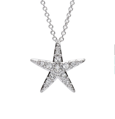 Starfish Pendant With Clear Swarovski® Crystals - Small Size
