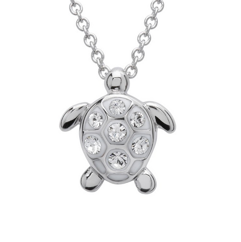 Turtle Pendant With Clear Swarovski® Crystals - Small Size