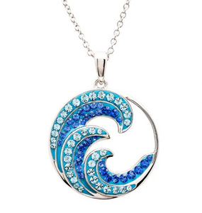 Sapphire & Aqua Crystal Wave Necklace