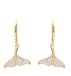 Gold Vermeil Whale Tail Drop Earrings
