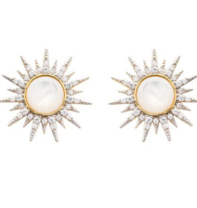 Gold Vermeil Mother Of Pearl Sun Stud Earrings