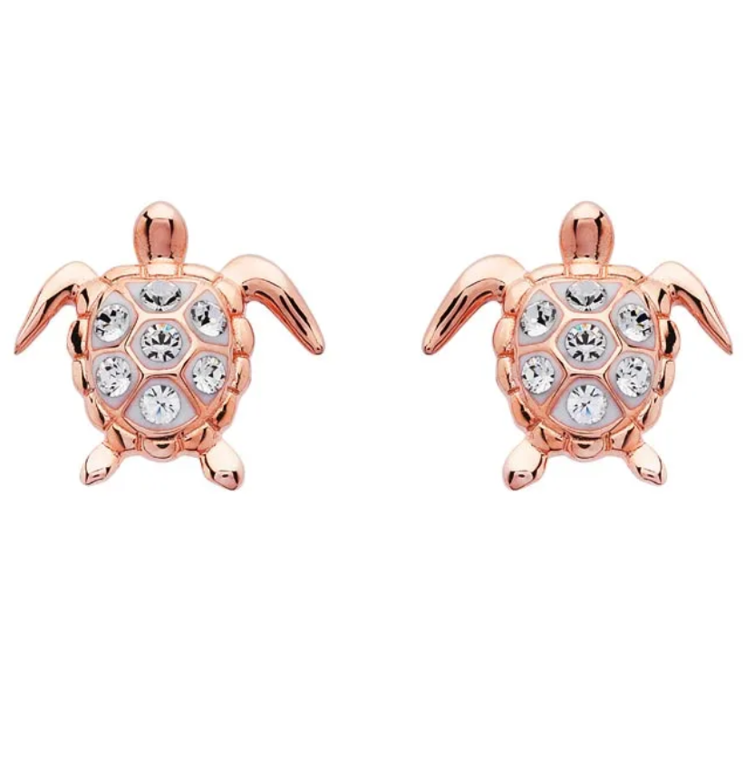 Rose Gold Turtle Stud Earrings