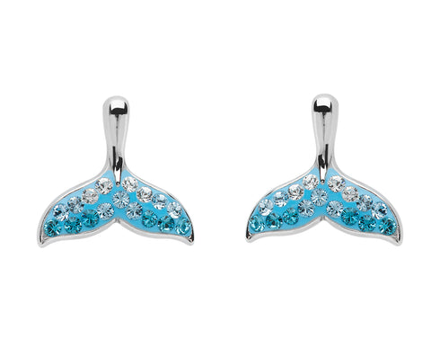 Whale Tail Aqua Earrings With Swarovski® Crystals