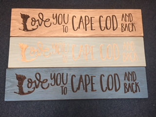 Love you to Cape Cod and Back wooden Sign  Blue