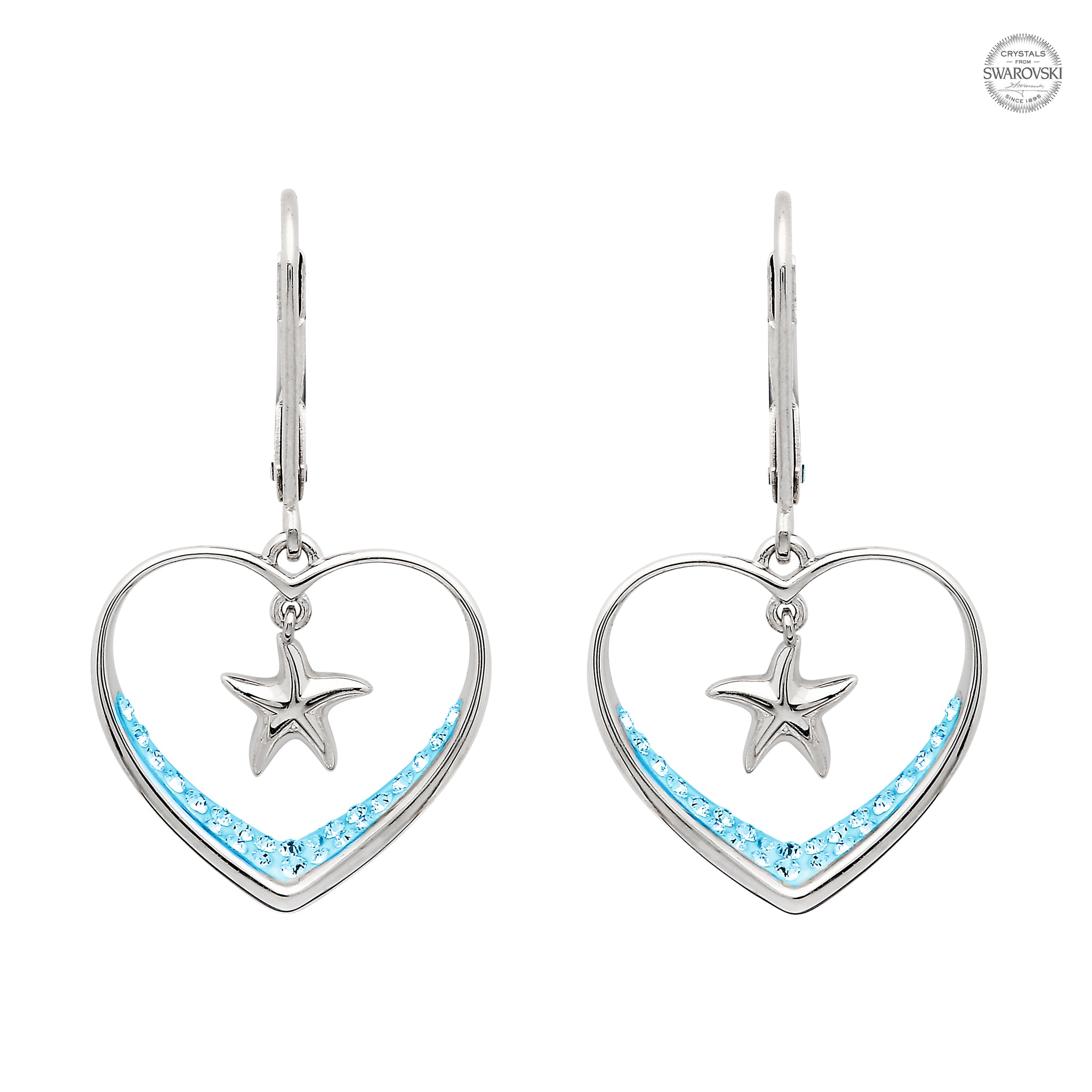 Aqua Starfish Earrings with Aqua Swarovski® Crystals