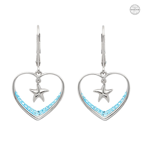 Aqua Starfish Earrings with Aqua Swarovski® Crystals